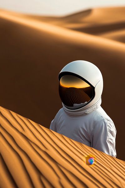 Astronaute dans le désert doré - Surréaliste par Poster Art Shop