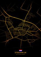 Steenwijk Stadtplan Modern Schwarz Gold