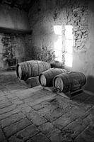 Wine barrels in old castle