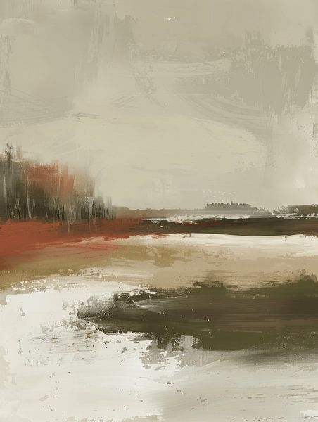 Abstrakte Landschaft in neutralen Tönen, Japandi-Stil von Japandi Art Studio