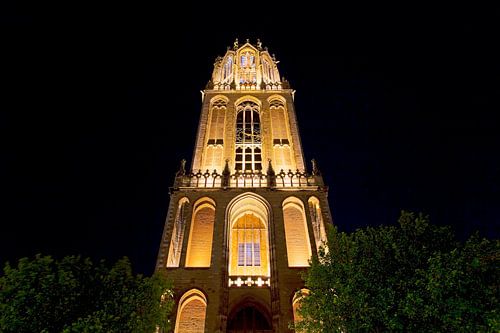 Illuminated Dom tower from below seen in Utrecht by Anton de Zeeuw