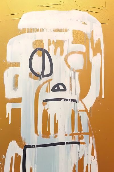 Koning eenoog, modern pop-art, goud, wit en grijs van Dunto Venaar