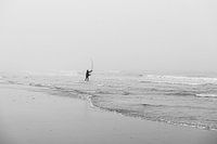 Fisherman in sea fog Terschelling