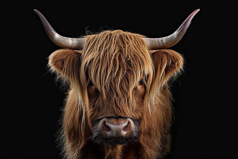 Porträt einer schottischen Hochlandkuh von Vlindertuin-Art