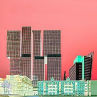 Skyline Kop van Zuid in Rotterdam with De Rotterdam building and De Erasmusbrug