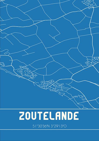 Blaupause | Karte | Zoutelande (Zeeland) von Ortsdrucke
