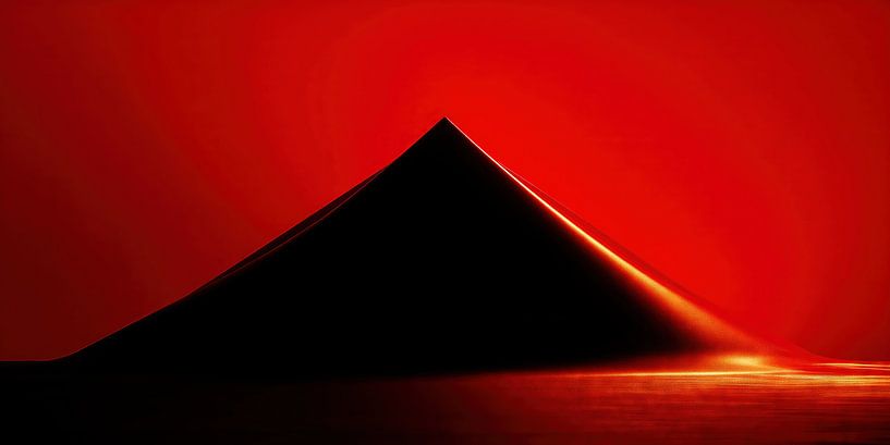 Rote Abstraktion mit dunkler Pyramide von Frank Heinz