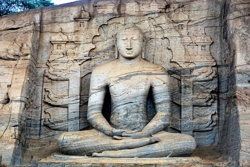 Meditating Buddha at Polonnaruwa by Frank Photos