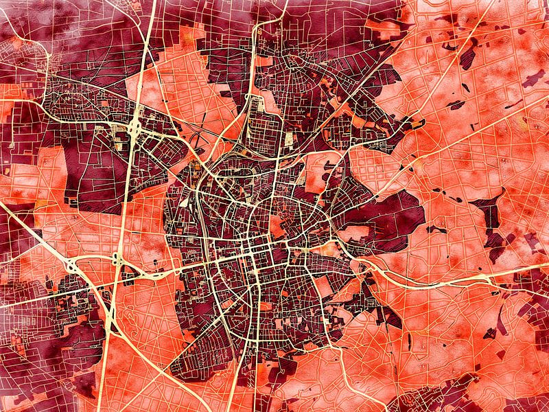 Carte de Darmstadt avec le style 'Amber Autumn' par Maporia