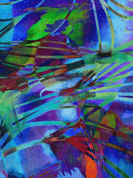Modern, Abstract Digital Artwork in Blue, Red, Green, Purple by Art By Dominic