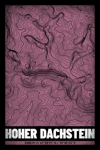 Hoher Dachstein | Landkarte Topografie (Grunge) von ViaMapia