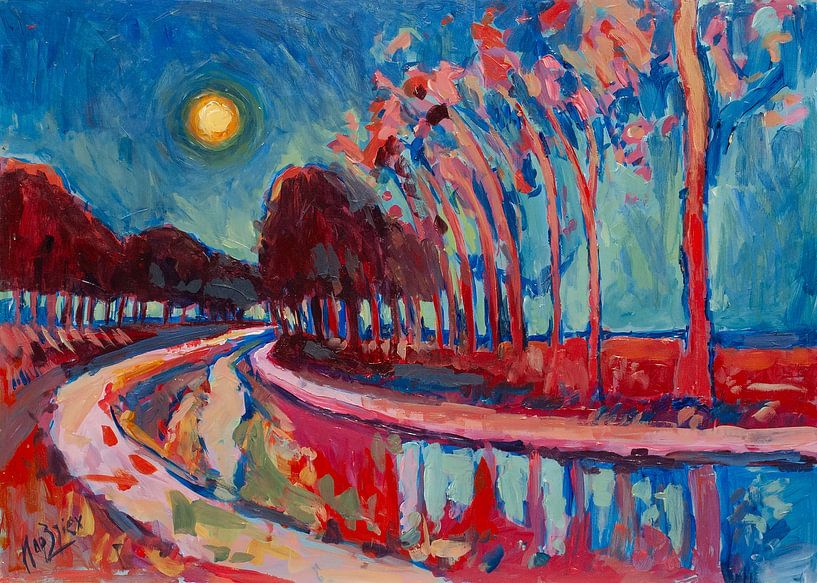 Nuit lunaire sur le canal par Nop Briex