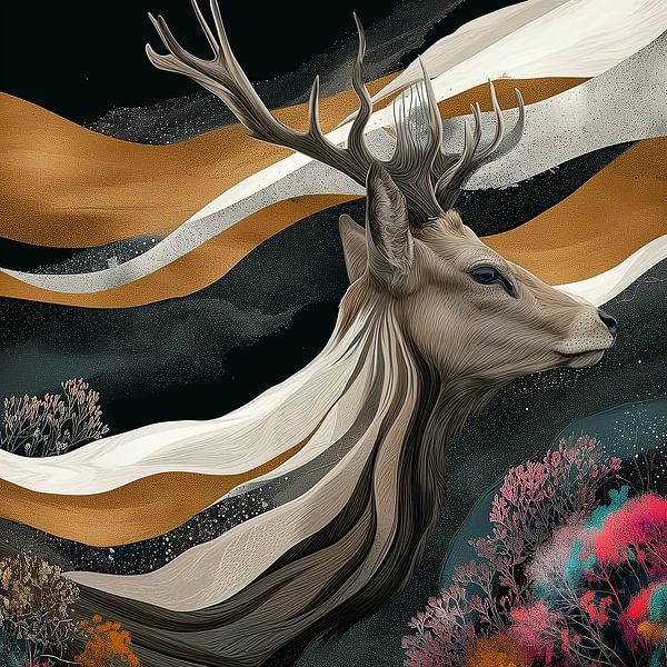 Natural Elegance: Deer in Contrast by Color Square