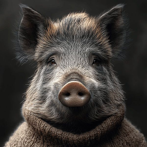 Wild boar dressed for winter by Ton Kuijpers