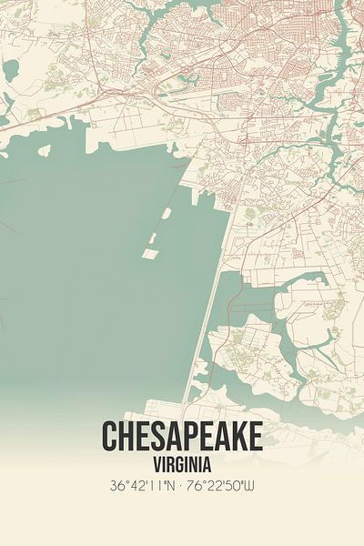 Carte ancienne de Chesapeake (Virginie), Etats-Unis. par Affiches de lieux