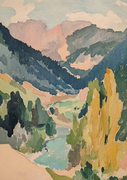 Matisse inspiriert Landschaft Natur Berge Fauvismus von Niklas Maximilian