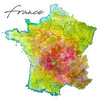 France | Carte colorée avec des noms de province