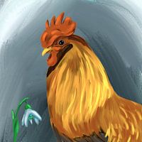 Hahn und Schneeglöckchen