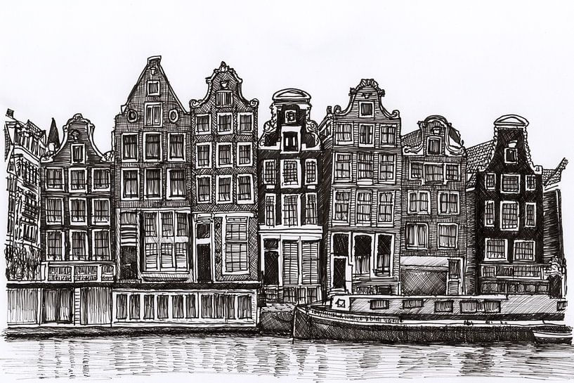 Zeichnung Amstel Häuser Amsterdam von Hendrik-Jan Kornelis
