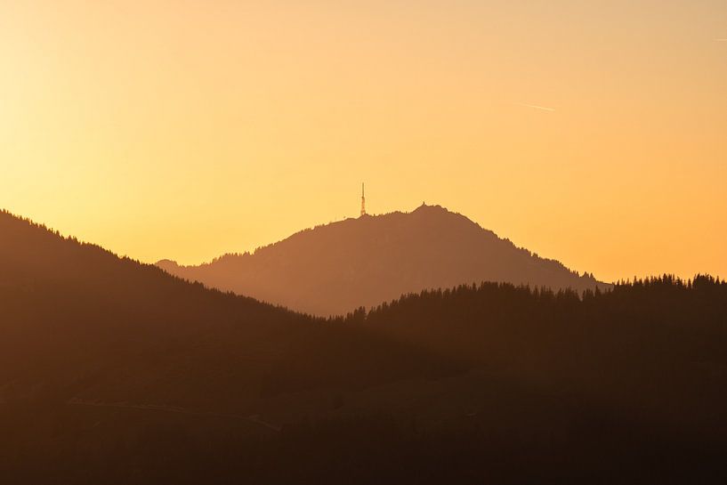 Sunset over the Grünten in the Allgäu Alps in landscape format by Leo Schindzielorz