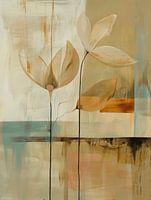 Botanisch abstract in aardetinten, Japandi stijl