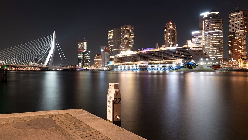 Erasmusbrücke Rotterdam mit Kreuzfahrtschiff von Henko Reuvekamp
