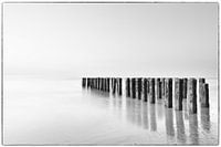 Breakwater Westkapelle black-and-white high-key