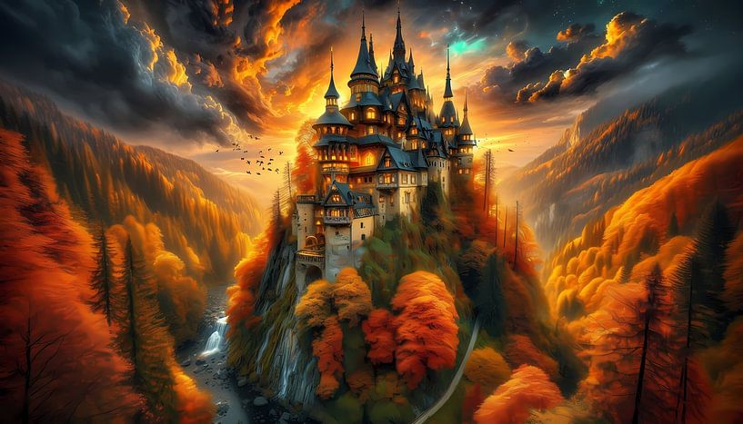 Majestic castle in a golden dream landscape by ButterflyPix