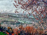 Sonnenuntergang und Mandelblüte Umbrien Impressionismus