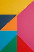 Abstract arrangement of coloured geometric shapes