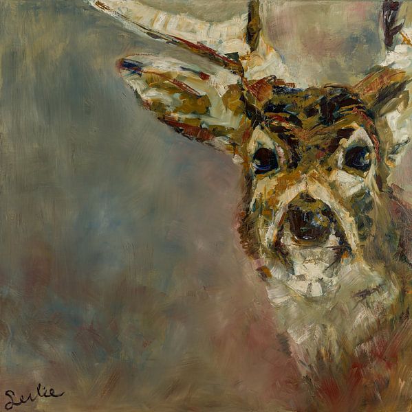 Painting of a portrait of a deer by Paintings Liesbeth Serlie