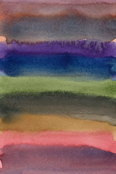 Coups de pinceau abstraits en taupe, bleu, violet et vert. par Dina Dankers