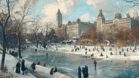 Skaters in the snow in New York Central Park around 1900 (KI)