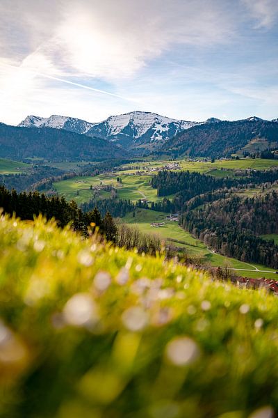 Spring view of the Hochgrat and Steibis near Oberstaufen by Leo Schindzielorz