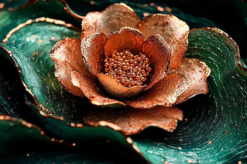 Fleur métallique sur fond vert par Art & Soul Creations