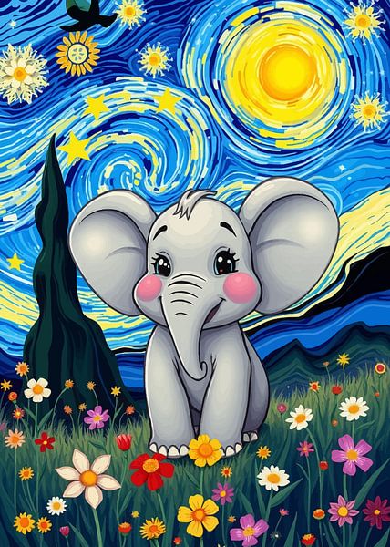 Petit éléphant Nuit étoilée par MIROKKU