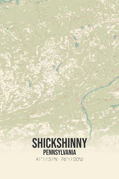 Carte ancienne de Shickshinny (Pennsylvanie), USA. par Affiches de lieux