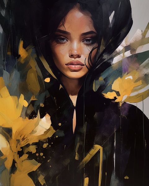 Modernes illustriertes Porträt von Carla Van Iersel