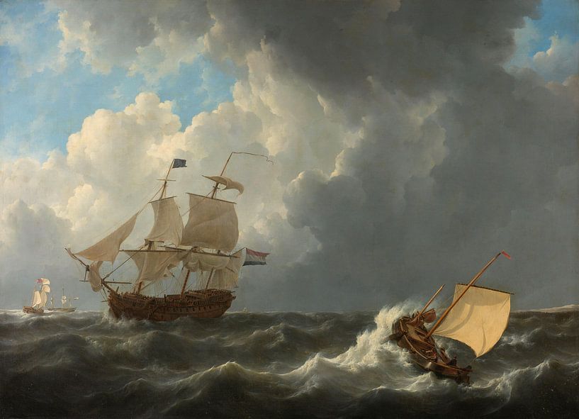 Ships on a stormy sea, Johannes Christiaan Schotel by Masterful Masters