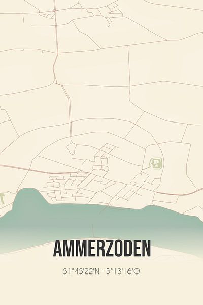 Vieille carte d'Ammerzoden (Gelderland) par Affiches de lieux