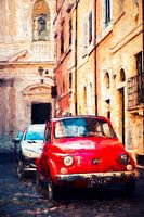 Red Fiat In Rome - Digital Painting