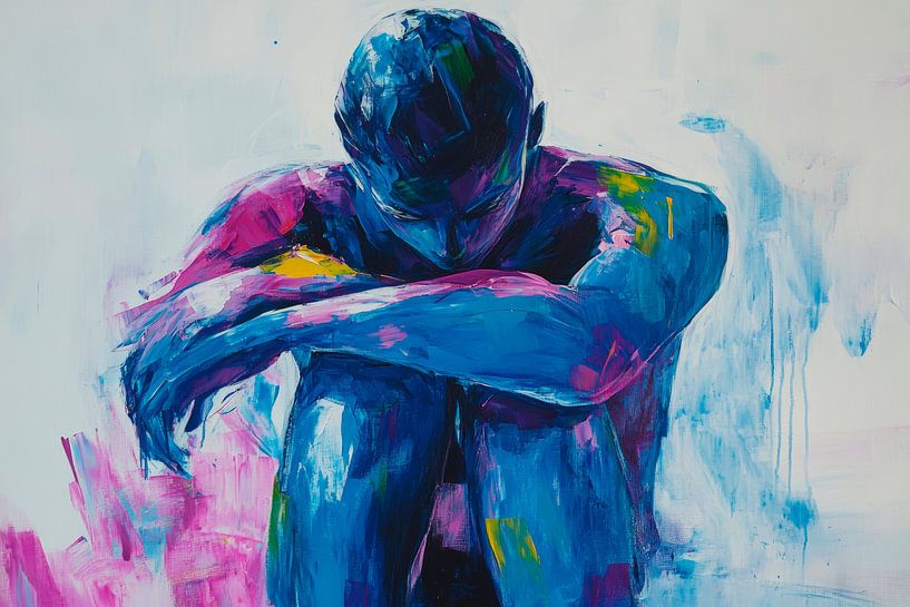 Blauer Mensch in Trauer – Ausdrucksvoll von Poster Art Shop