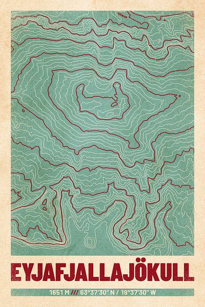 Eyjafjallajökull | Topographie de la carte (Rétro) par ViaMapia