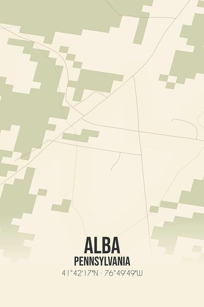 Alte Karte von Alba (Pennsylvania), USA. von Ortsdrucke