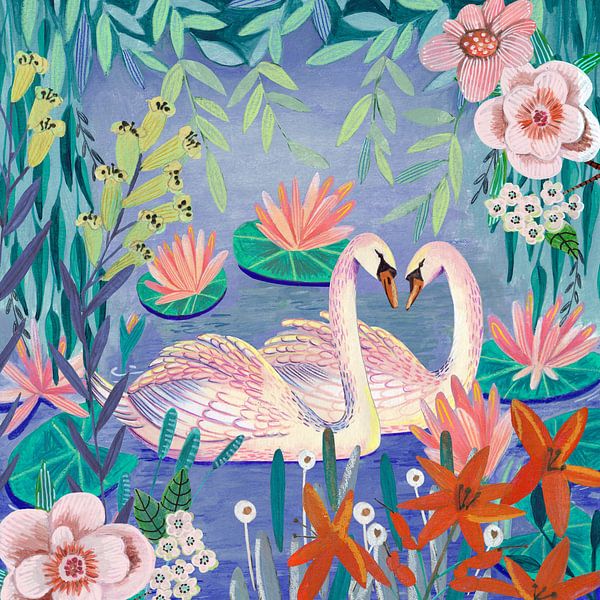 Schwäne auf dem See von Caroline Bonne Müller