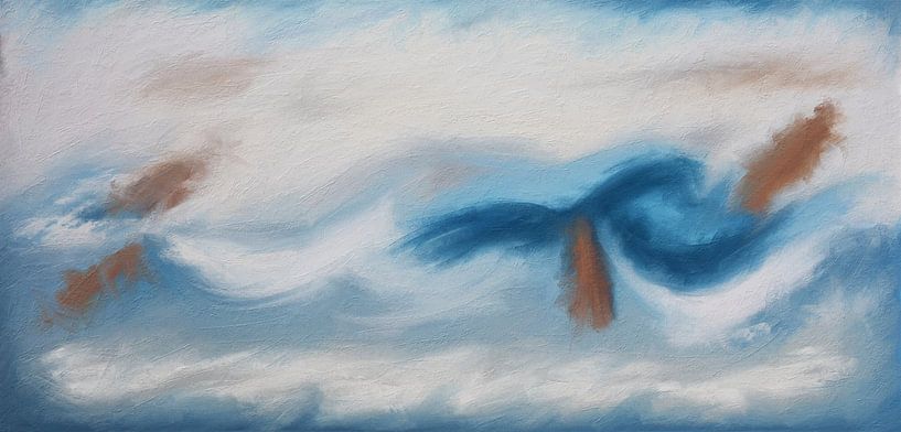 Schwimmen - Abstraktes, vom Meer inspiriertes Gemälde von Frankie Soldado