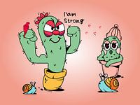 Cartoon Cactus: I am Strong
