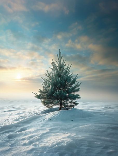 Schneeumhüllter Einzelgänger von fernlichtsicht