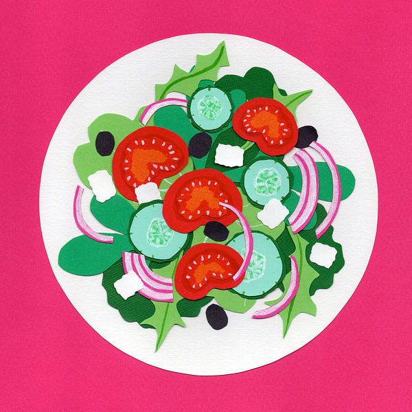 Fröhlich kolorierte Illustration eines Salats von Karolina Grenczyk