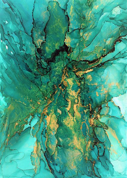 Bleu avec orchidée dorée. par Ineke de Rijk